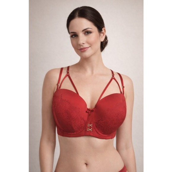 Cacique Other - Cacique 46DD Red Lace Boost Strapless Convertible Bra Multiway NWT Plus Size